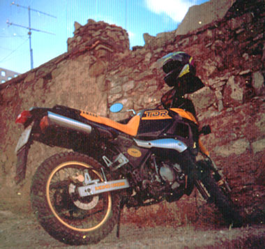 Yamaha TDR250 on Cretan mountains under the stars